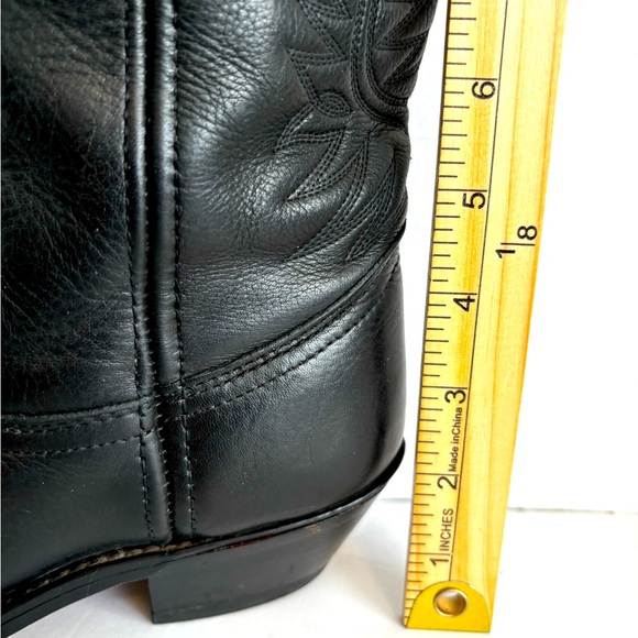 VTG LAREDO BLACK COWGIRL LEATHER BOOTS BIKER RODEO WESTERN RANCH 2” HEEL SZ  7 - Picture 14 of 15